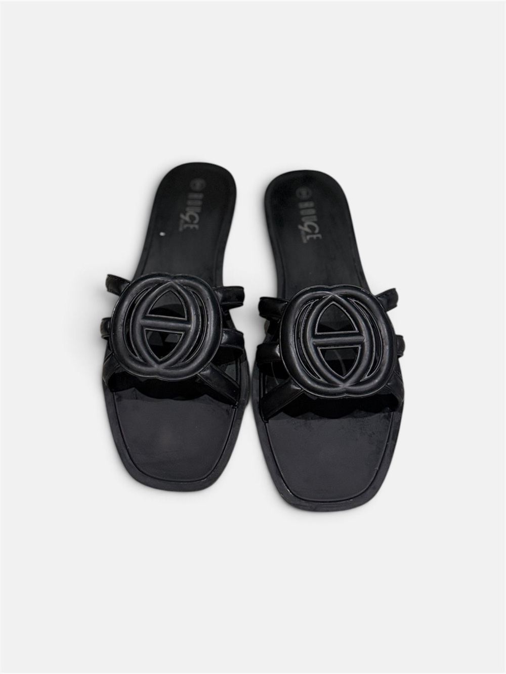 Rouge Helium Black Slide On Sandals